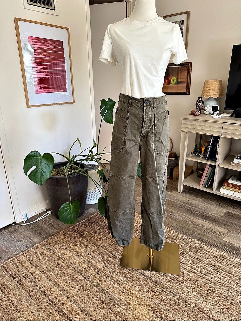 FRAME Utility Straight Leg Pants Olive Straight Leg Pants Waist 29 Like New